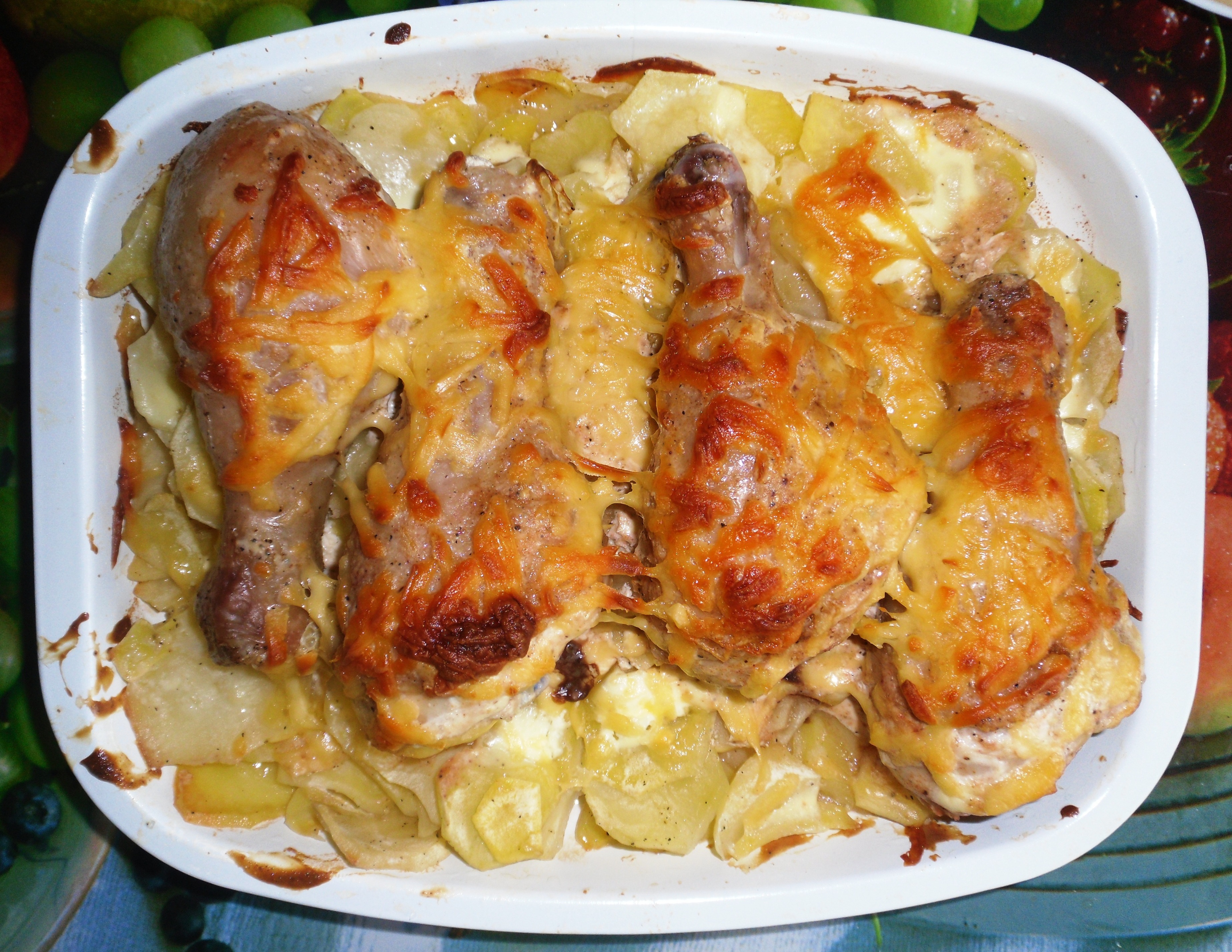 картофель с курицей в духовке фото